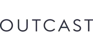 The word OUTCAST stands out in bold, black, pixelated letters on crisp white—distinctive, kind of like ShipMonk.com’s vibe. via ShipMonk.com